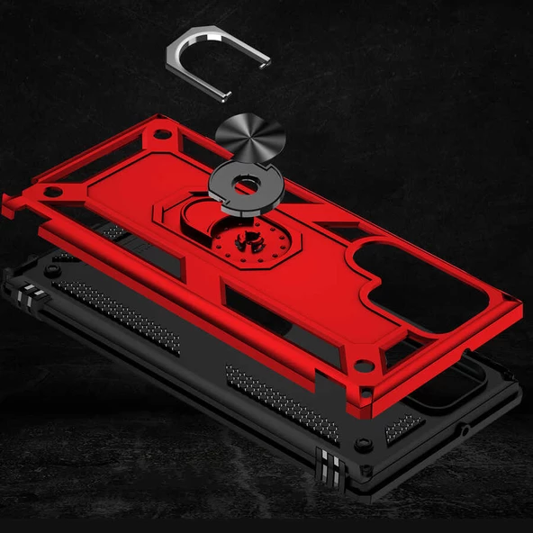 Samsung Galaxy S22 Ultra Kılıf Yüzüklü Zırh Tank Vega - 5