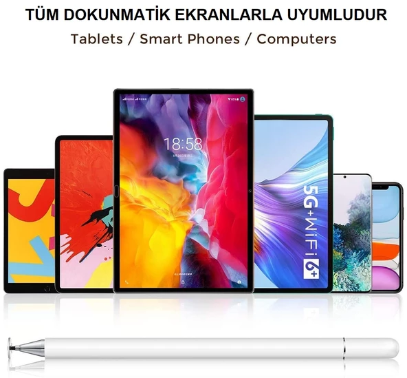 Dokunmatik Passive Stylus Kalem Tablet Telefon Bilgisayar Kalemi 2 in 1 - 5