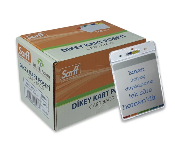 SARFF 6.5X10.5CM ŞEFFAF DİKEY KART POŞETİ - 100ADET - 7