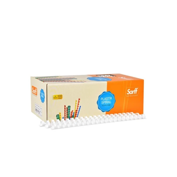 Sarff 14mm.BEYAZ DELUX Plastik Spiral 100 Adet - 10