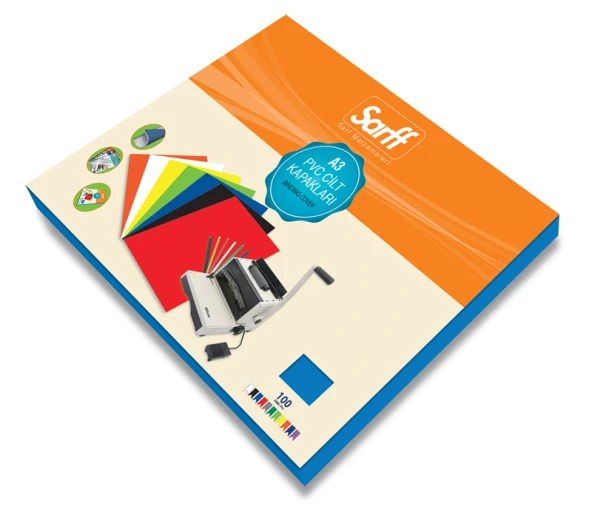 Sarff PVC MAVİ A3 OPAK Cilt Kapağı 100'Lü Paket - 8