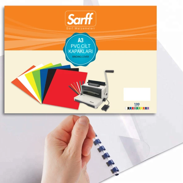 Sarff PVC BEYAZ A3 OPAK Cilt Kapağı 100'Lü Paket - 8
