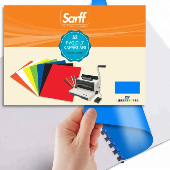 Sarff PVC MAVİ A3 OPAK Cilt Kapağı 100'Lü Paket - 9