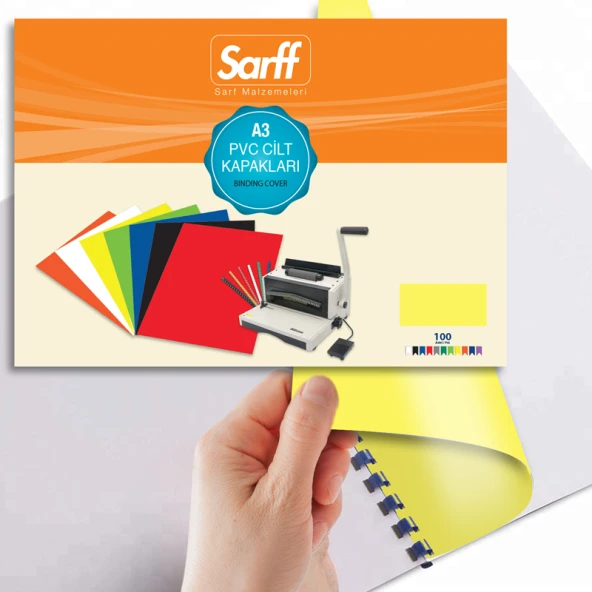 Sarff PVC A3 OPAK SARI Cilt Kapağı 100'Lü Paket - 7