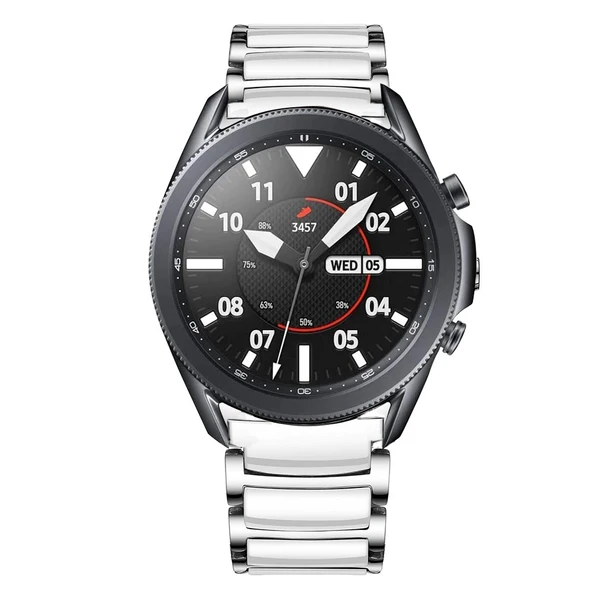 Samsung Galaxy Watch 4 5 6 7 FE 40 40 44 Classic 42 43 46 47 mm Kordon Çerçeveli Seramik Metal Kordon - 12