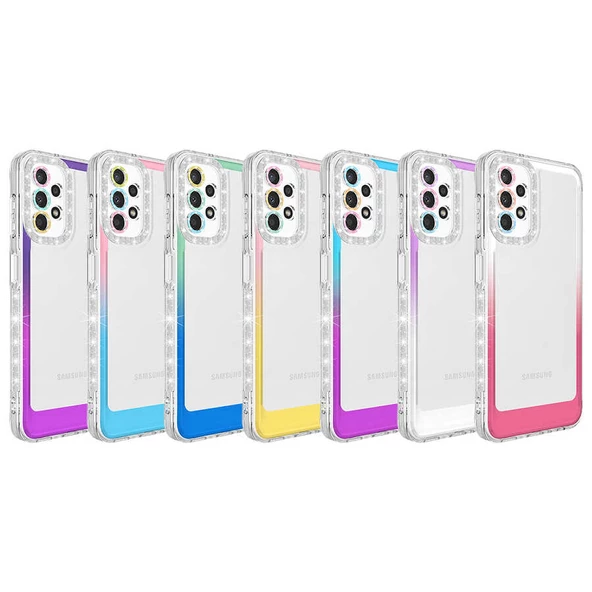 Samsung Galaxy A32 4G Kılıf Simli Renk Geçişli Park Kapak - Resim 2