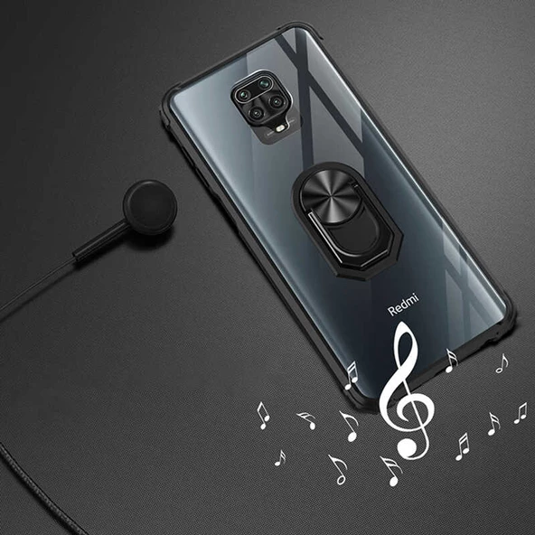 Xiaomi Redmi Note 9 Pro Kılıf Şeffaf Sararmaz Yüzüklü Mola Kapak - 8