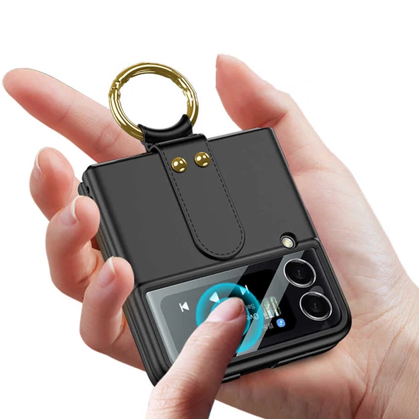 Samsung Galaxy Z Flip 3 Kılıf Flip Ring Kıpta Kapak - 12