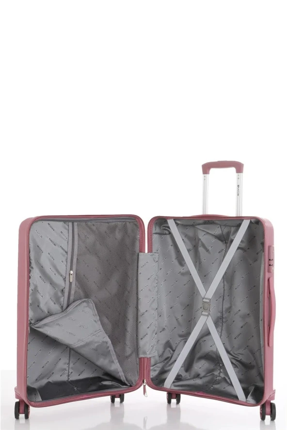 Mçs Kabin Boy Kırılmaz Polipropilen Valiz Koyu Pudra V374 - Resim 4