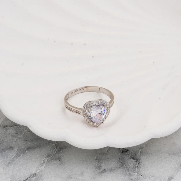 Kalpli 14 Ayar Altın Tektaş Yüzük - Resim 4