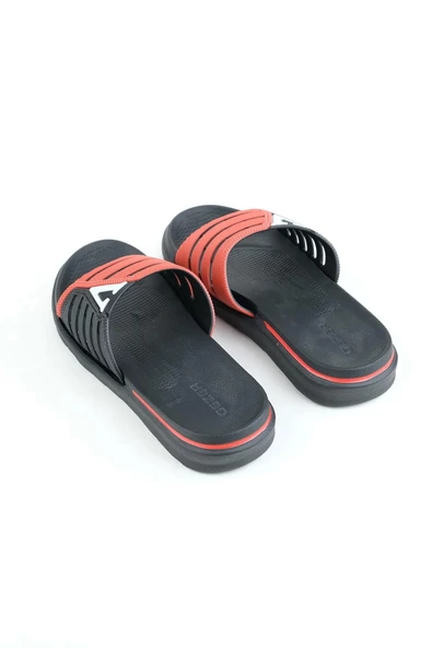 Gezer Eva Yazlık Erkek Kaydırmaz Taban Terlik Kırmızı-Siyah - 3