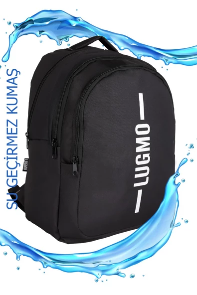 Su Geçirmez Üç Gözlü Okul Çantası Ortaokul Çantası Lise Çantası Yıkanabilir Gri - 5