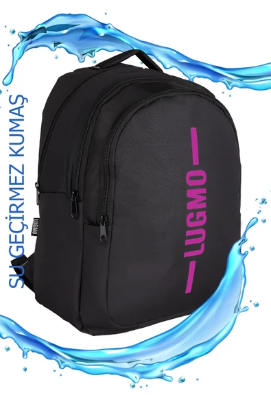 Su Geçirmez Üç Gözlü Okul Çantası Ortaokul Çantası Lise Çantası Yıkanabilir Pembe - 5