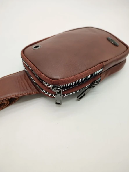 Mini Boy Erkek Göğüs Çantası Taba Renk - Resim 7