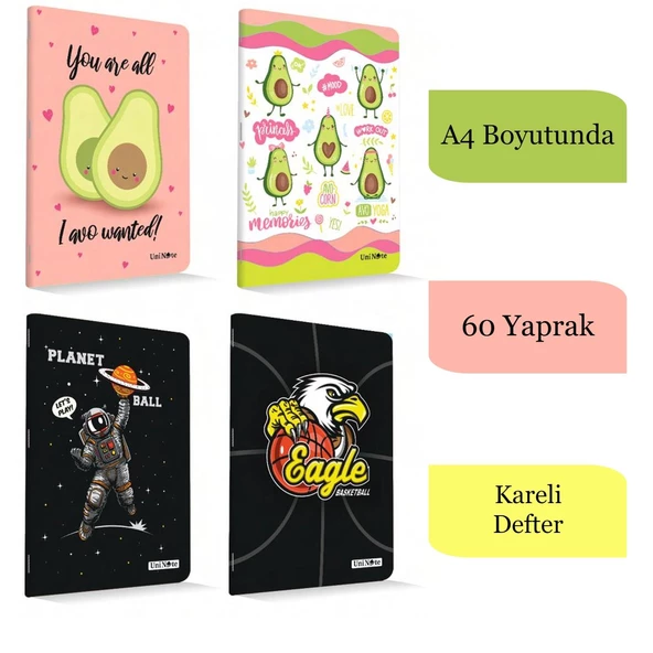 Çınar Uninote A4 60 Yaprak Karton Kapak Dikişli Defter 1 Adet - 3