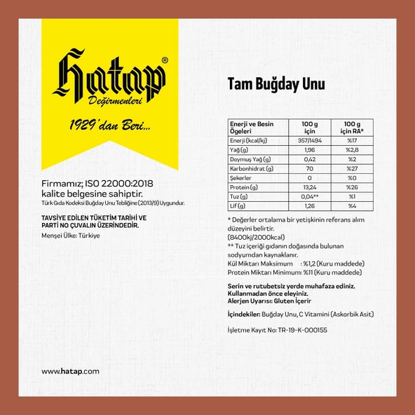 Hatap Tam Buğday Unu 5 X 1 kg - 2