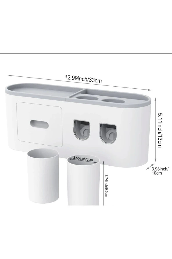 IDE Diş Fırçası Tutucu,banyo Rafı,matkapsız Duvara Monte Diş Fırçası Tutacağı,otomatik Diş Macunu - 5