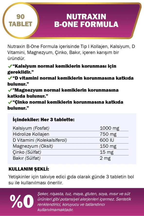 NUTRAXIN B-ONE FORMULA 90 TABLET - Resim 3