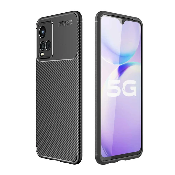 Vivo Y21S Kılıf Karbon Silikon Case Kapak - Resim 12