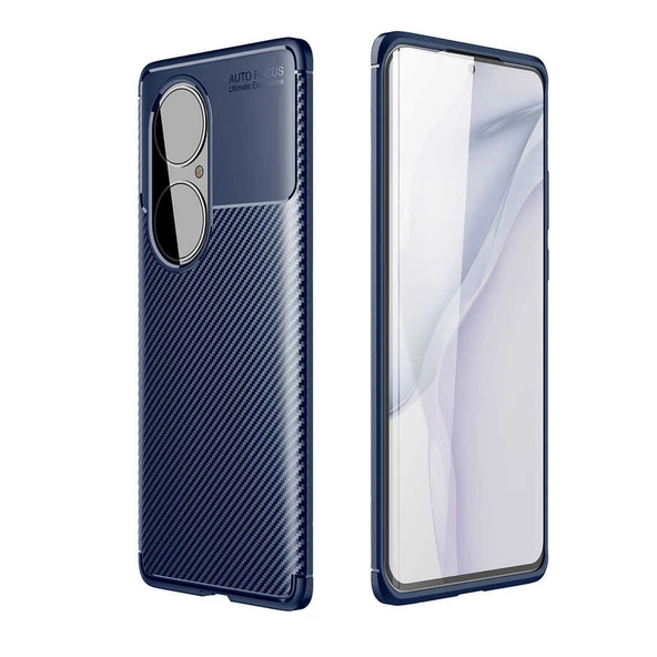 Huawei P50 Pro Kılıf Karbon Silikon Case Kapak