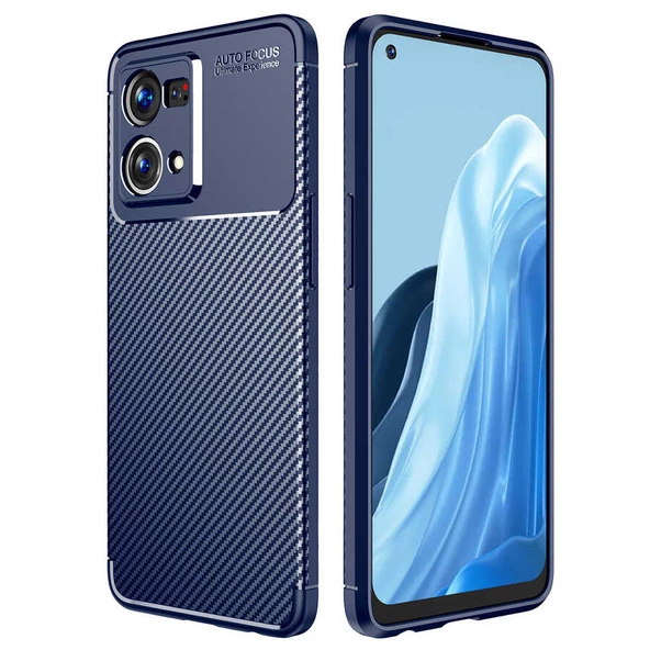 Oppo Reno 7 4G Kılıf Karbon Silikon Case Kapak