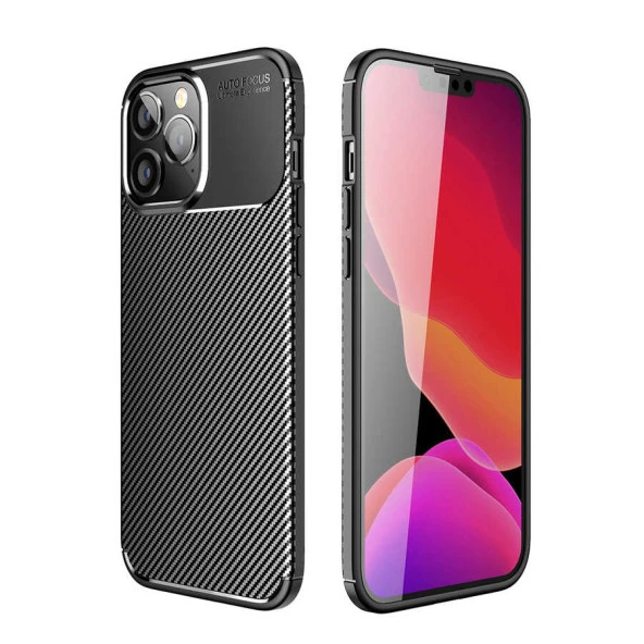 Apple iPhone 14 Pro Kılıf Karbon Silikon Case Kapak