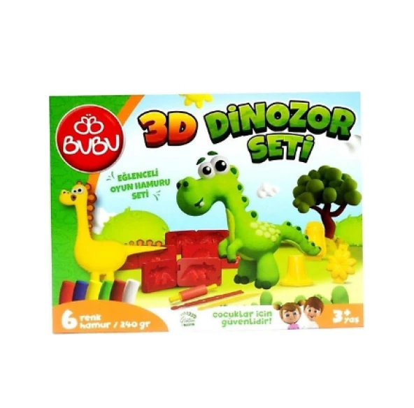 Bubu Oyun Hamuru Seti 3d Dinozor (l) BUBU-OH0012