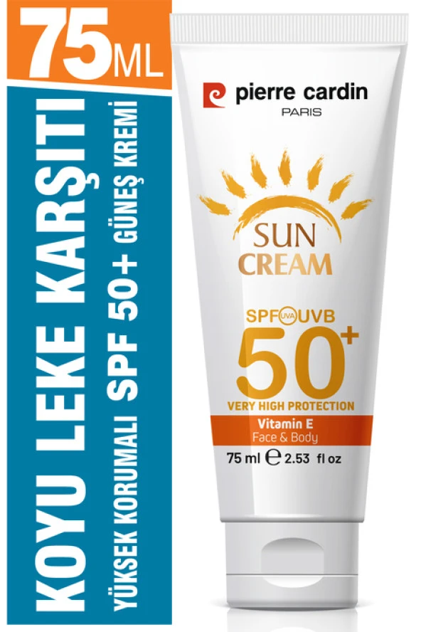 Pierre Cardin SPF 50 Leke Karşıtı Yüksek Koruyucu Yüz Güneş Kremi 75 ML Normal Ve Kuru Ciltler İçin