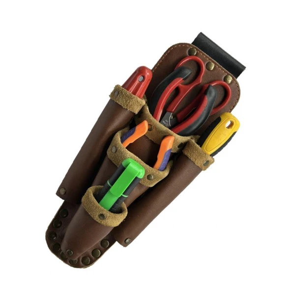 Hakiki Deri CA103 Elektrikçi Teknisyen Bel Çantası Kahve - 5