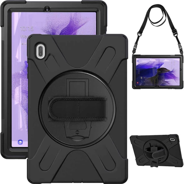 Samsung Galaxy Tab S7 FE LTE T737 T736 T733 T730 Kılıf Defender Askılı Zırhlı Tank Case