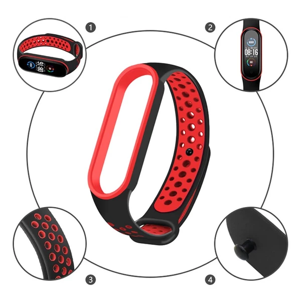 Xiaomi Mi Band 5 / 6 Kordon Delikli Spor Kordon - 9