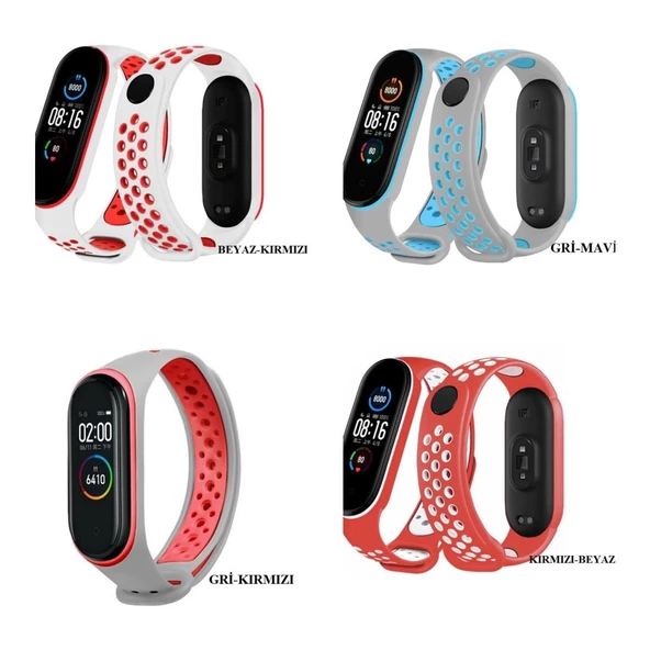Xiaomi Mi Band 5 / 6 Kordon Delikli Spor Kordon - 5