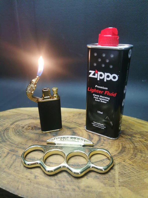 İsme Özel Ejderha Çakmak,Musta Panch ve Zippo Benzin Set