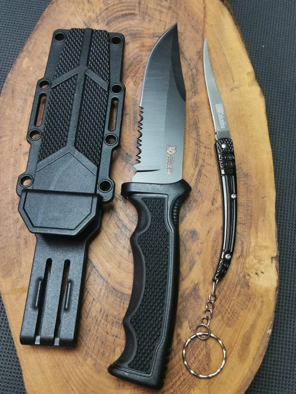 İsme Özel 23 cm Sert Kılıflı Avcı Bıçağı ve 17 cm Kılçık Çakı