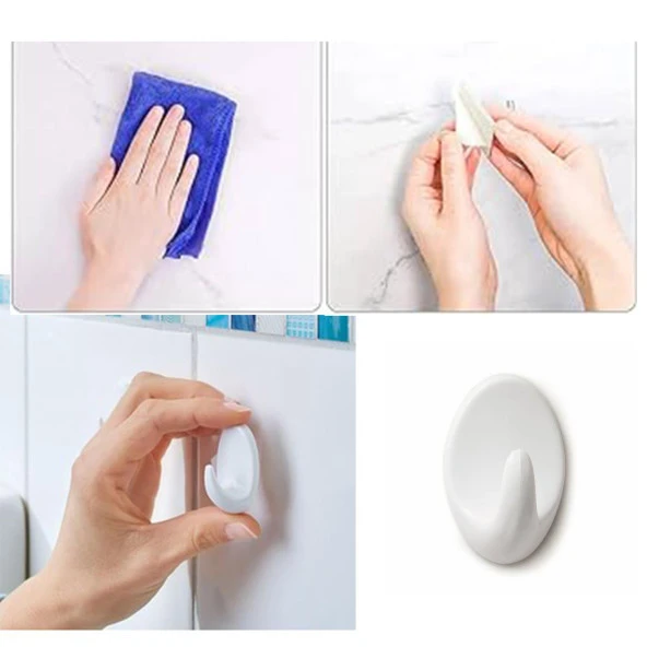 Yapışkanlı Banyo Lavabo Mutfak Askılık Beyaz Plastik Sağlam Asma İz Bırakmayan Askı 3 Adetli Set - 2