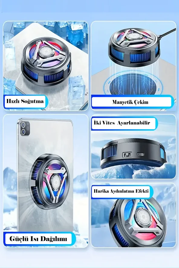 Qpen  F13 RGB Radyatör Tablet Soğutucu Fan - Resim 5