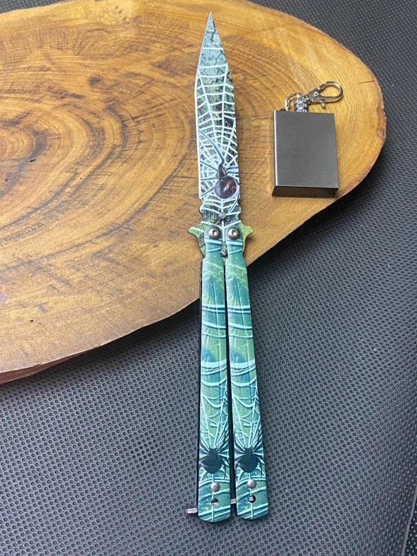 21 cm Yeşil Kelebek + Zippo Kibrit Çakmak Seti
