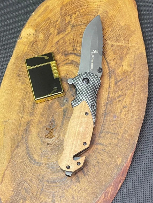 Browning 21 cm Avcı Çakısı + Dupont Tarzı Çakmak Seti
