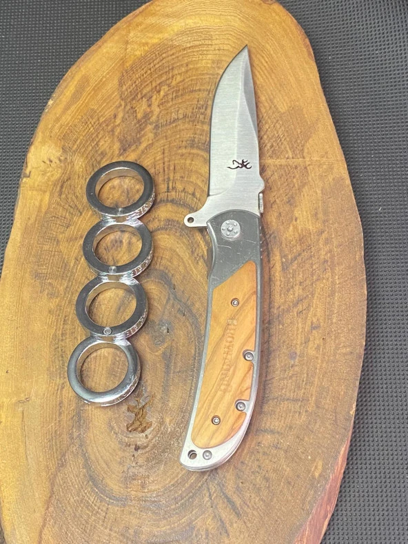 Browning 21 cm Çakı + Katlanır Yüzük Musta Seti
