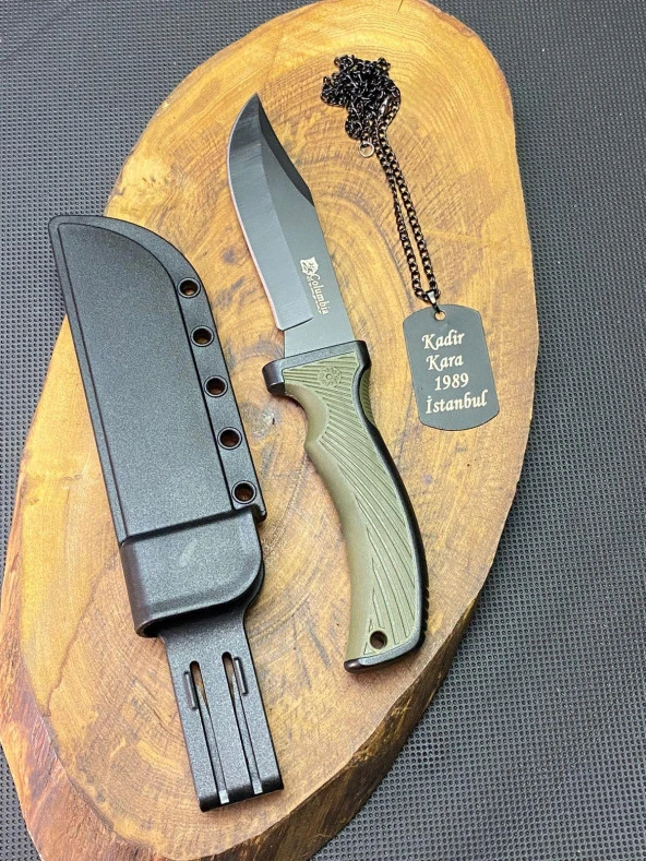 Kamp Outdoor 21 cm Avcı Bıçağı + Asker Künye Seti