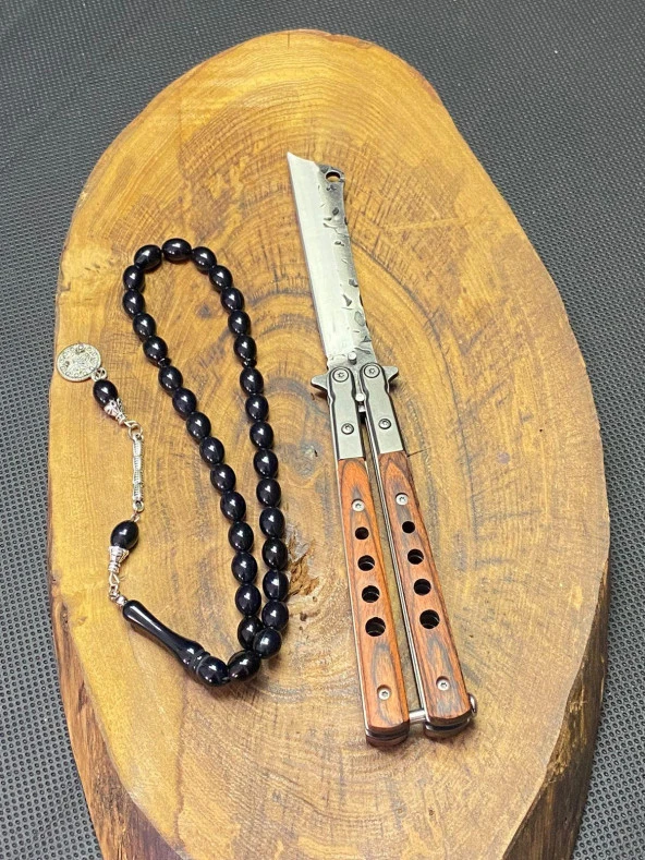 21 cm Damascus Kelebek + Tesbih Seti