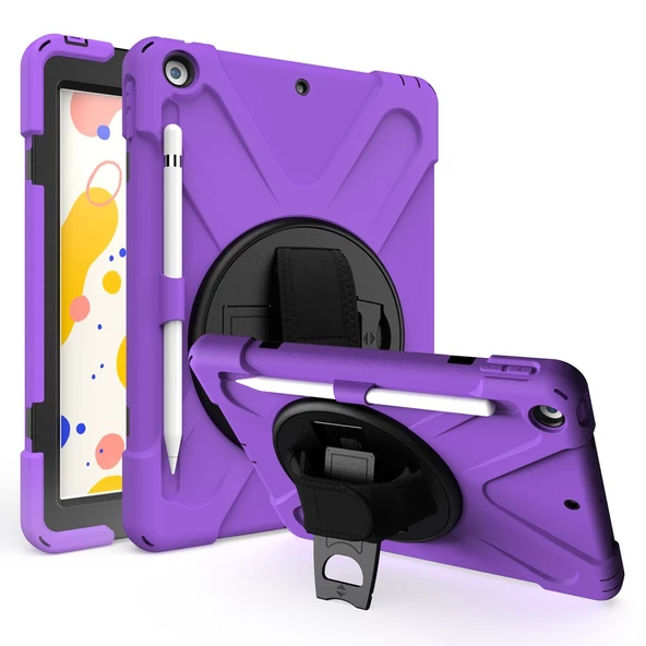 Apple iPad 9. Nesil 10.2 Kılıf Defender Askılı Zırhlı Tank Case A2602 A2603 A2604 A2605 - 5