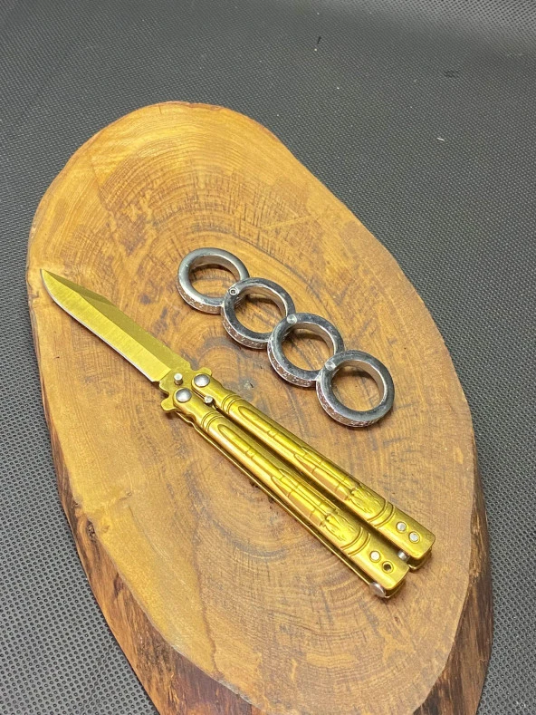 21 cm Gold Kelebek + Katlanır Yüzük Musta Seti