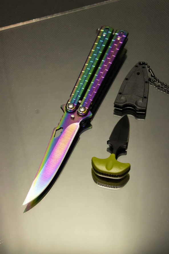 21 cm Rainbow Kelebek ve Kolye Çakı