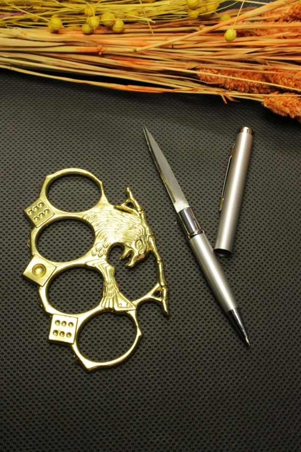 Gizli Kalem Bıçak ve Gold Kartal Mustalı Set