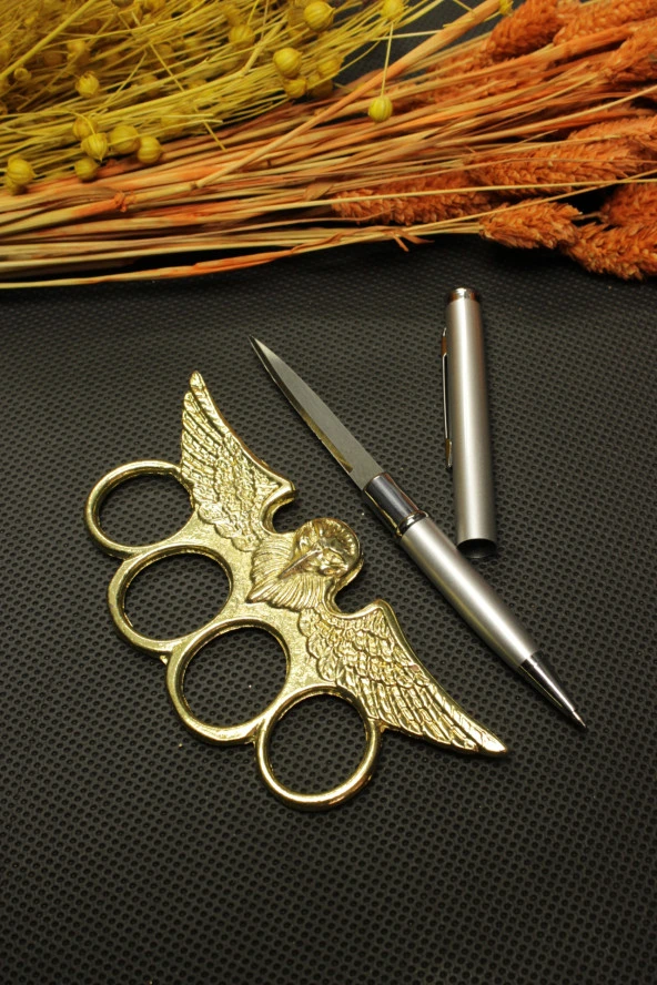 Gizli Kalem Bıçak ve Gold Baykuş Mustalı Set