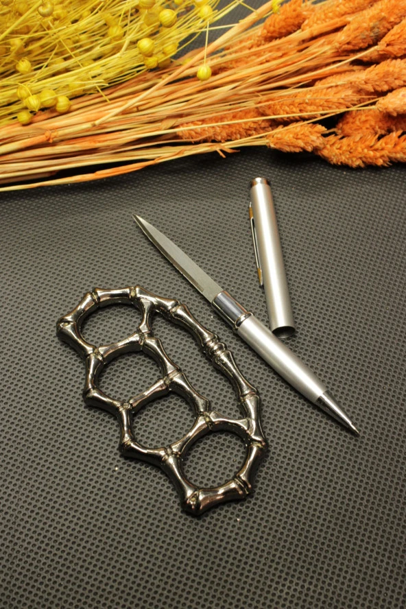 Gizli Kalem Bıçak ve Gümüş Kemik Mustalı Set