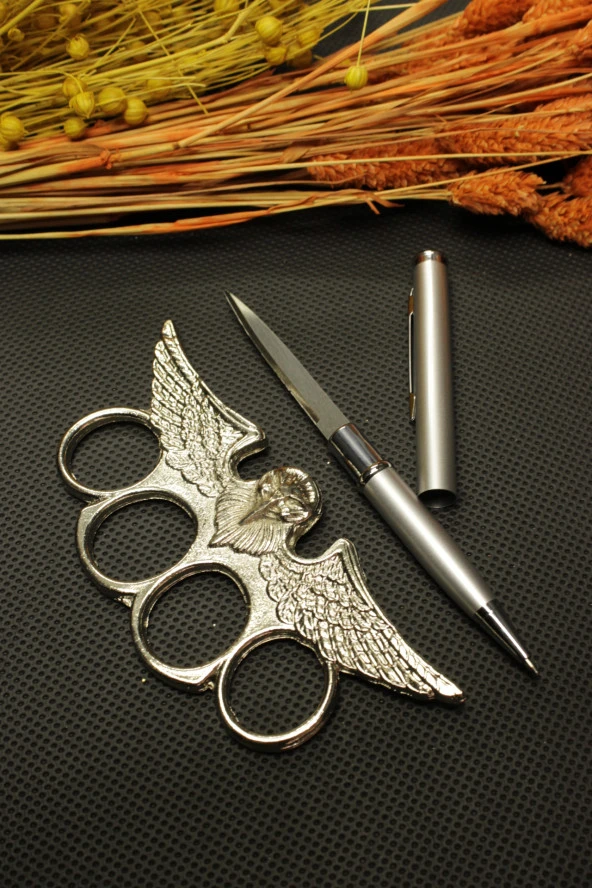 Gizli Kalem Bıçak ve Gümüş Baykuş Mustalı Set