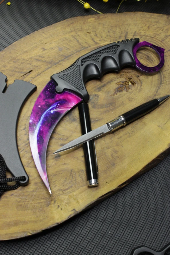 22 cm Galaxy İşlemeli CS GO Bıçak Kılıflı ve Gizli Kalem Bıçak set