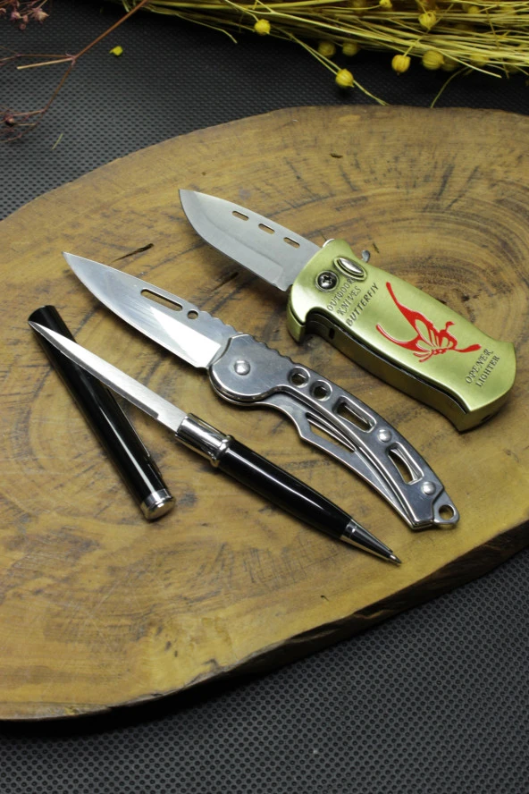Bıçaklı Çakmak 16 cm Alaska Çakı ve Gizli Kalem Bıçak